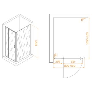 Душевой уголок RGW PA-078B (RGW PA-008B + Z-050-2B) 350807881-14 80x110см чёрный